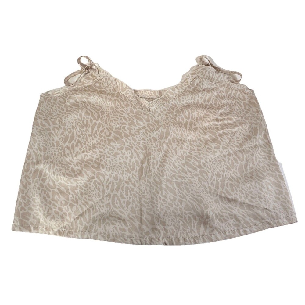 Colsie Leopard Print Babydoll Cami Top Satin Beige Tan Y2K Style Babydoll Sz XL